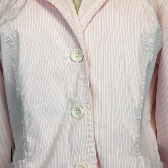 St. John’s Bay. Pink & white stripe blazer sz M - Picture 4 of 6